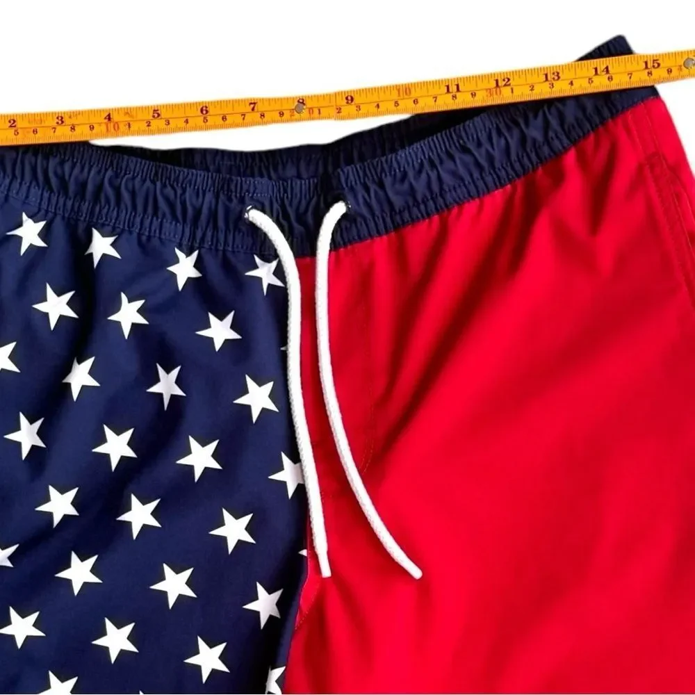 GAP Men’s American Flag Patriotic Red White Blue Lined Board Shorts. Small.